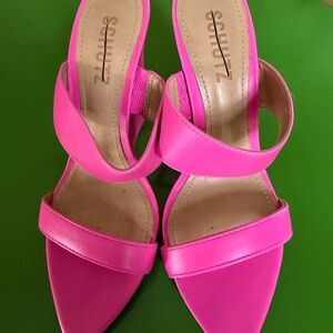 SCHUTZ Hot Pink Double-Strap Pointed Mules